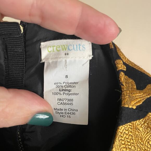 Crewcuts Formal Girls Formal Black Gold Elephants Dress. Size 5. EUC. - Picture 3 of 4